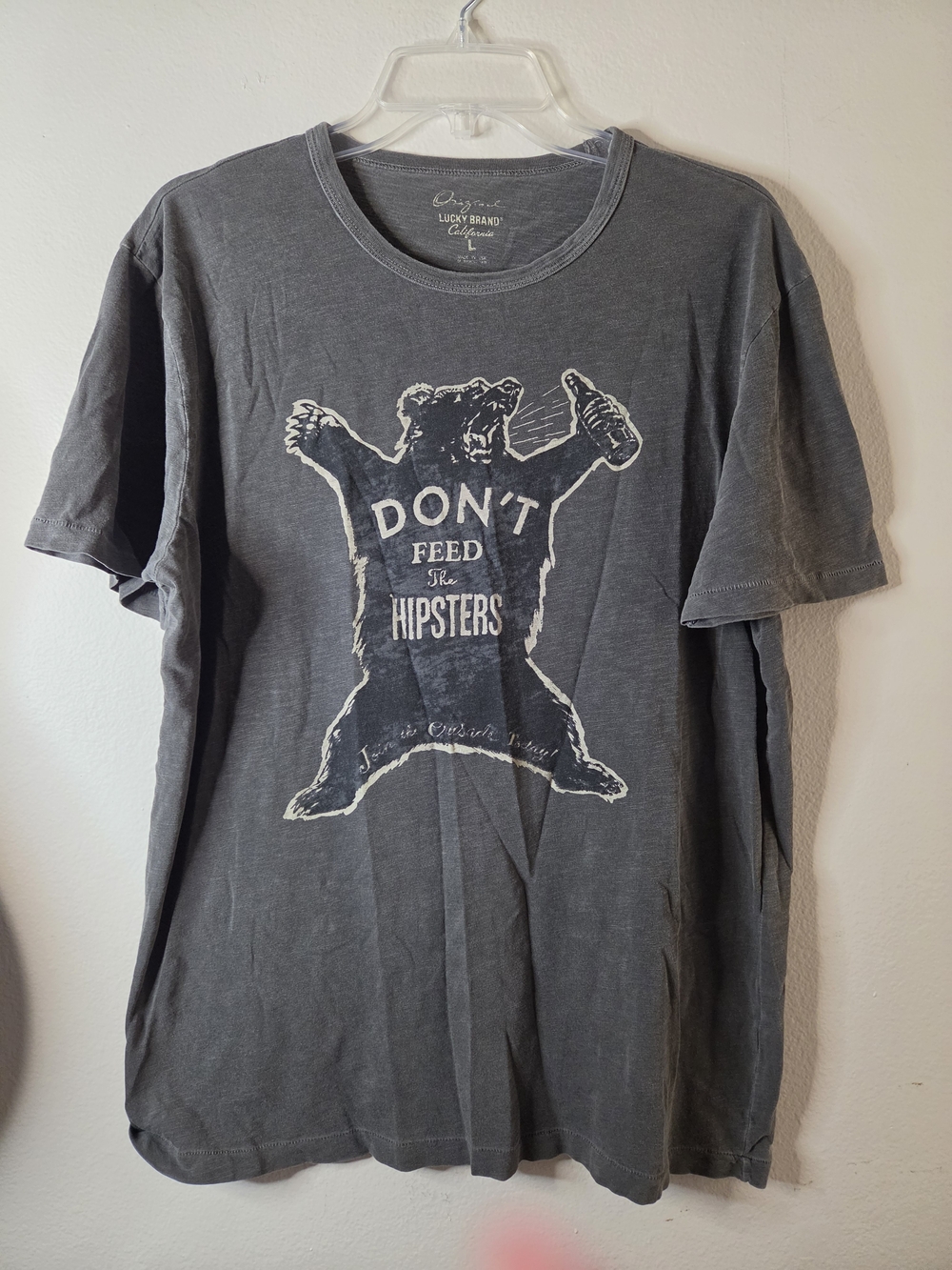 Lucky Brand Gray Graphic 'Don't Feed The Hipsters' Tee